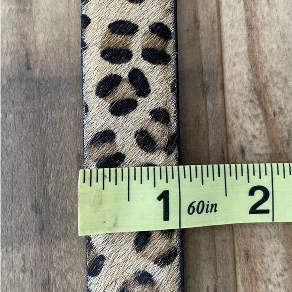 Leather Calf Hair Belt in Leopard Print Women’s Sz M 1” Pewter Buckle 35”-39” main image 5